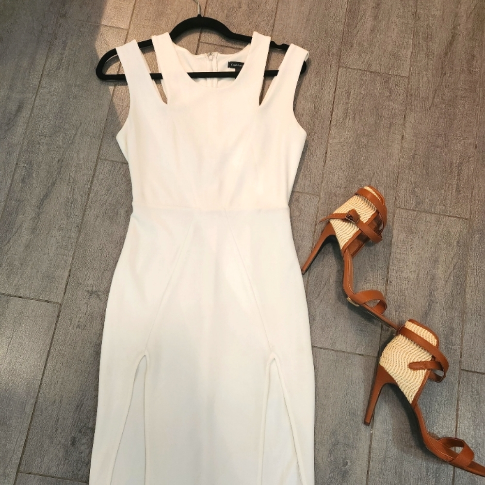 Caribbean Queen White Slit Dress in Small